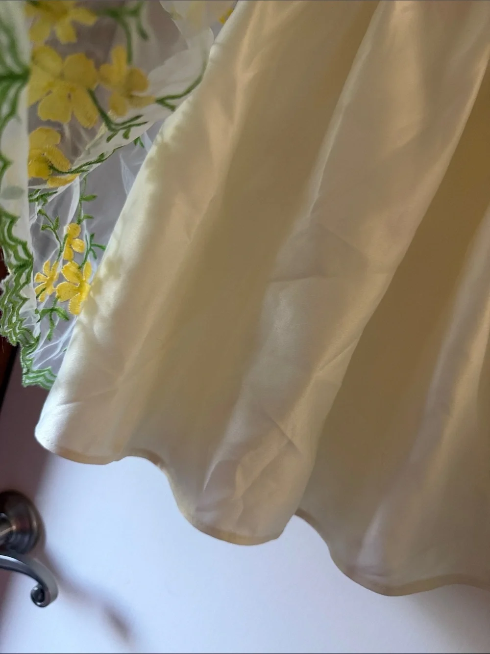 American Princess Cream Dress with Yellow Floral Embroidery